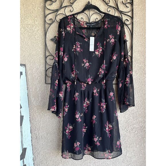 WHBM Bell Sleeve Floral Dress - Size M - Multicolored - Picture 5 of 10